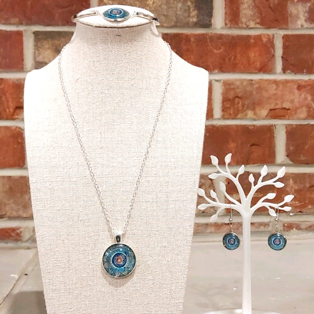 Buddhism ☸ Chakra Vintage Glass Dome Set